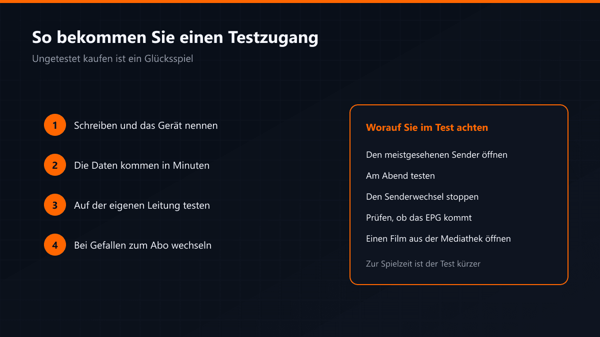 Schritte zum Testzugang und was dabei zu prüfen ist